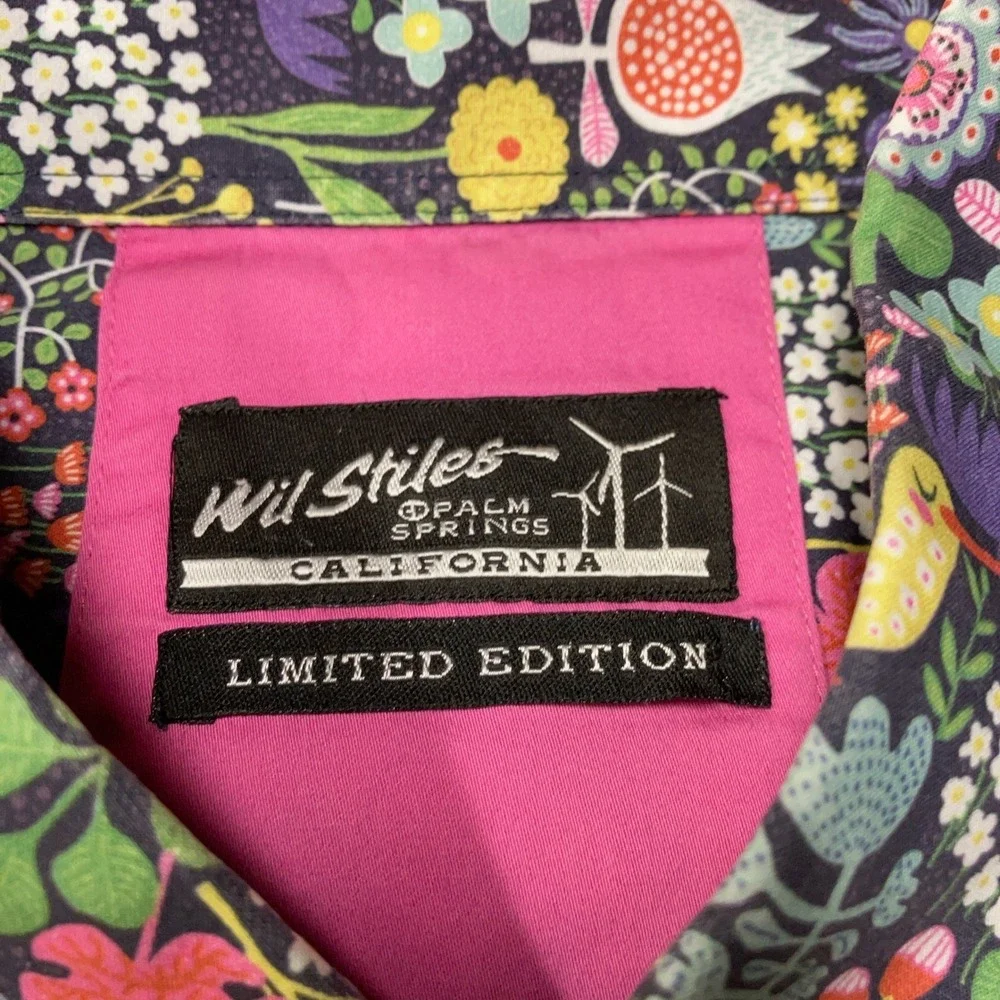 Lot of 2 Wil Stiles LIMITED EDITION Button Down Shirt Colorful Floral Mod Men XL